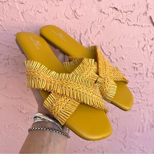 NEW Ninety Union Fresh Sandals Slip On Yellow Gold Womens Size 8